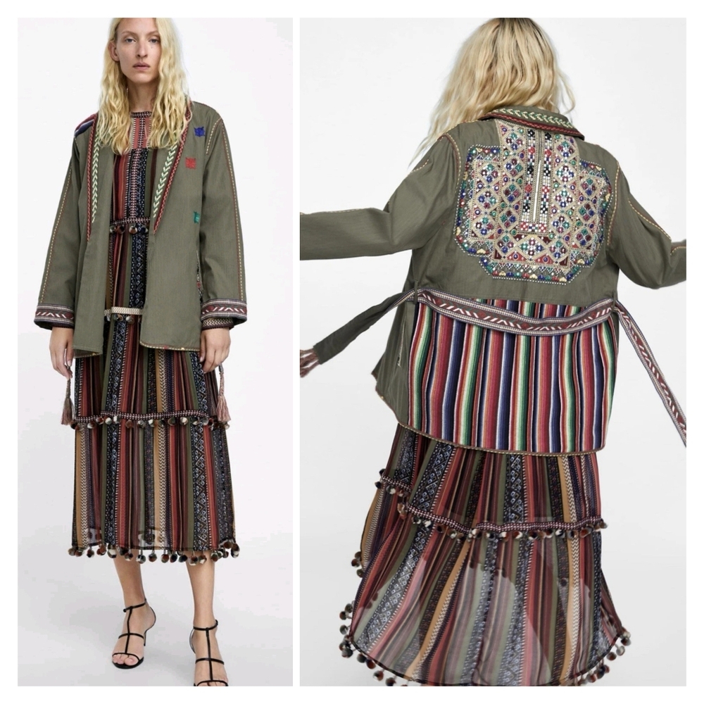 Zara Boho Mirror Jacket Size XL